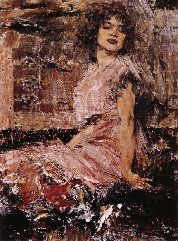 Nikolay Fechin Lady wear the pink Clothes oil painting image